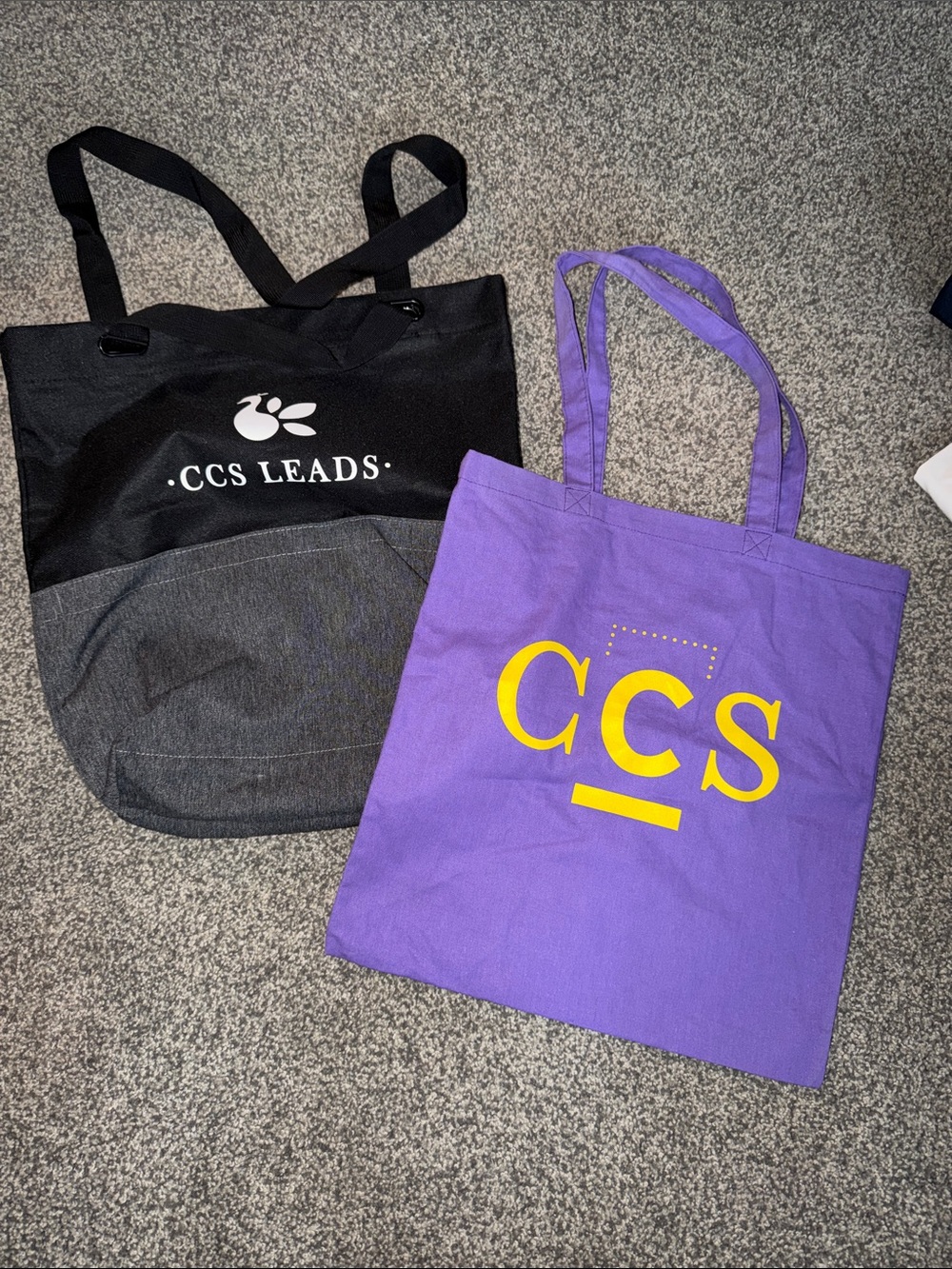 College for Creative Studies Purple and Black Canvas Totes (both with sale)